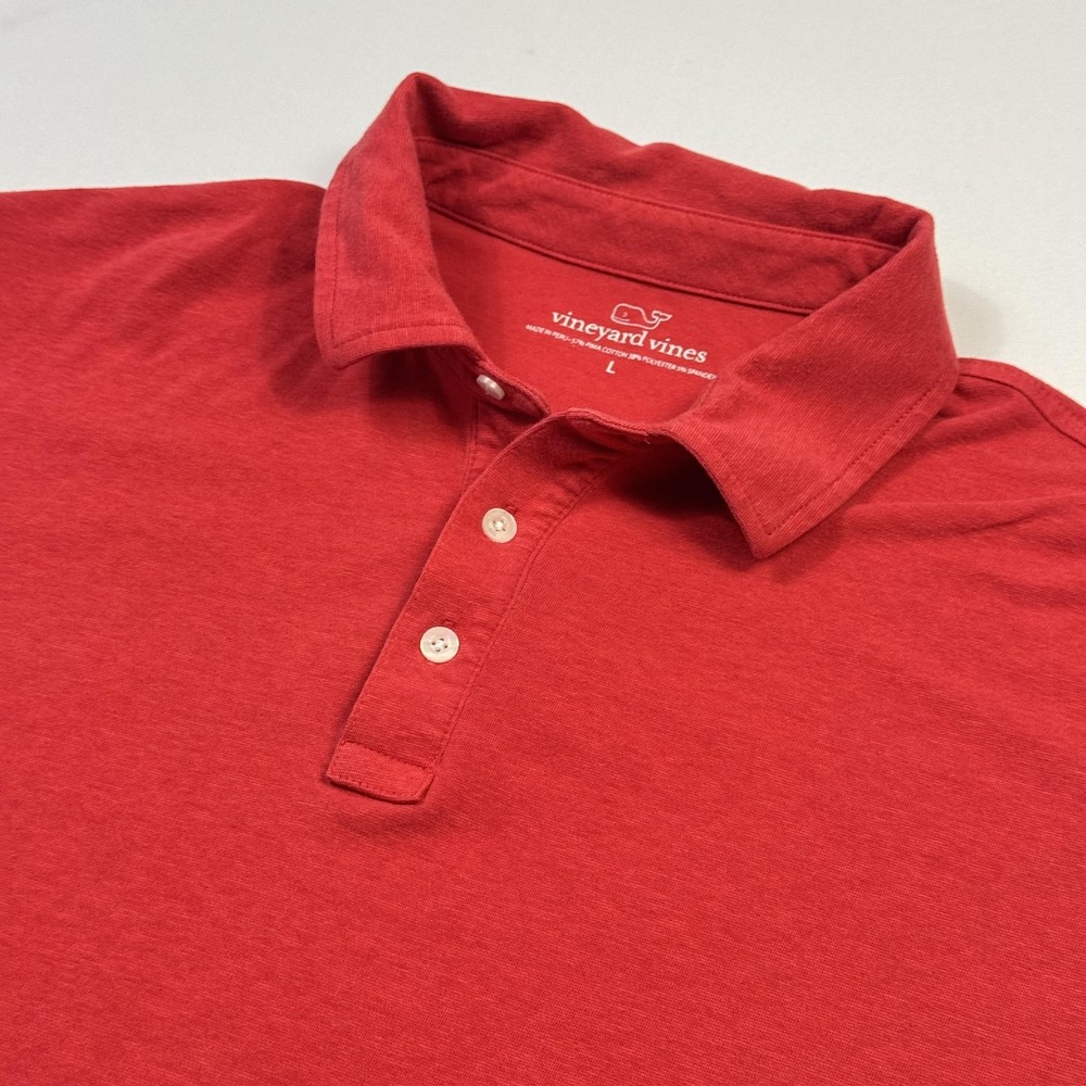 Vineyard Vines Polo Shirt Mens Large Red Pima Cotton Blend Stretch Short Sleeve